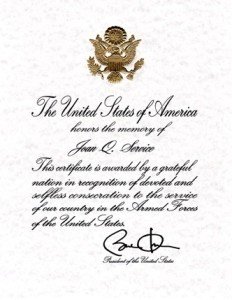 Veteran's Presidential Memorial Certificates